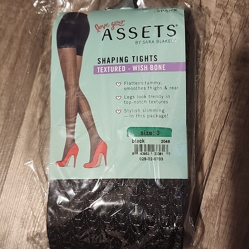 Assets Spanx by Sara Blakely Black š¤ Textured Wishbone Textured NWT - Picture 2 of 5